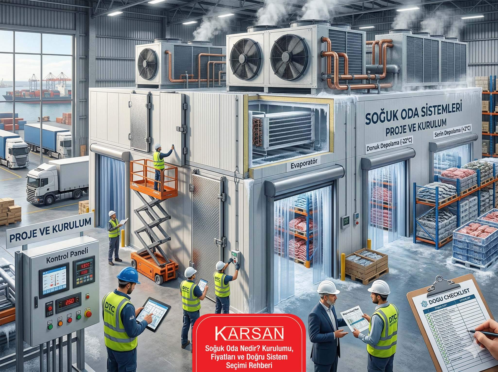 Endüstriyel soğuk oda sistemleri kurulumu, evaporatör ve kondenser üniteleri ile donuk ve serin depolama alanlarının profesyonel montajı